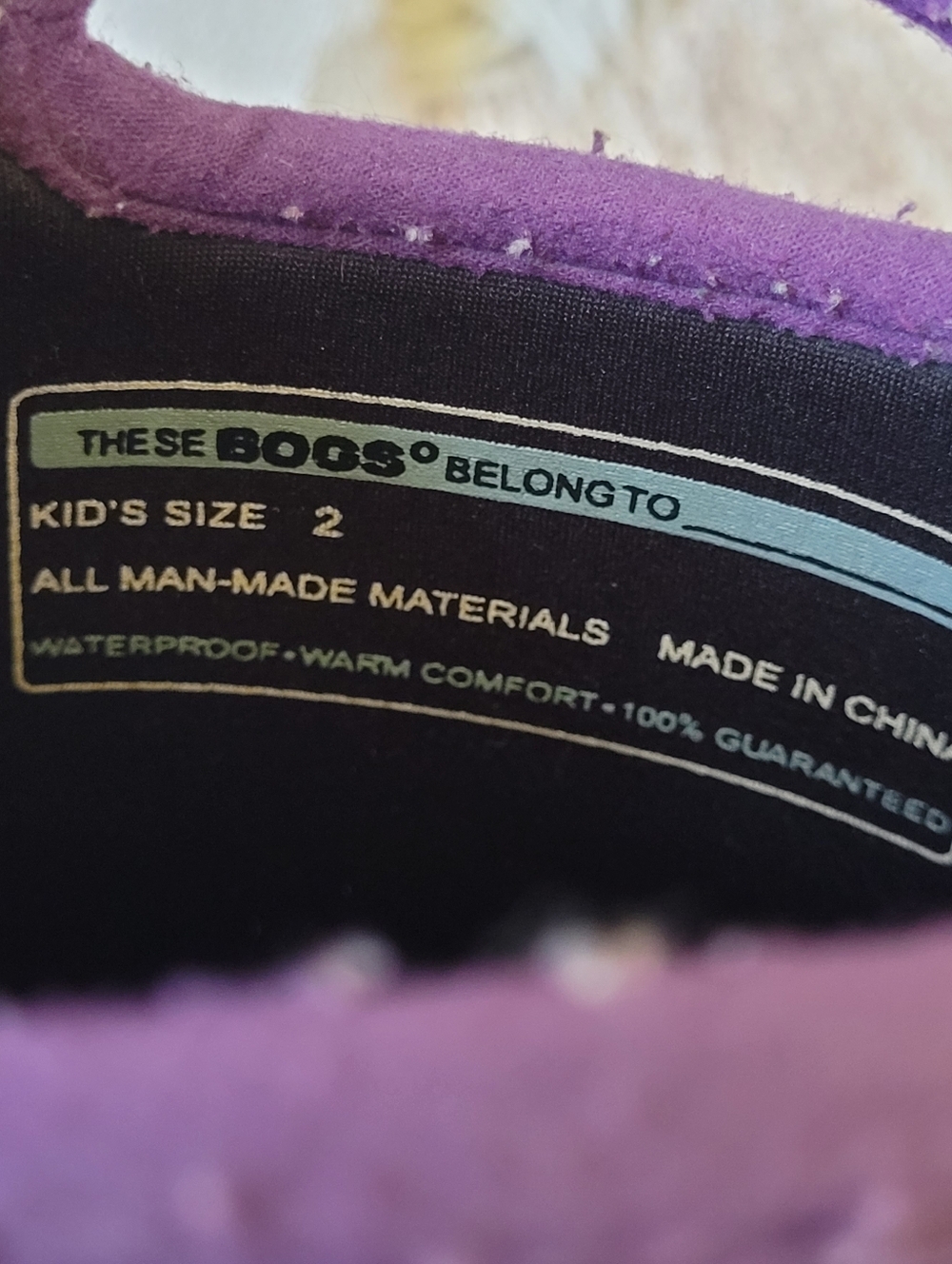 BOGS CLASSIC WATERPROOF BOOTS DAISY LOVE ME -30 C PURPLE KIDS GIRLS SIZE 2 - Picture 13 of 13
